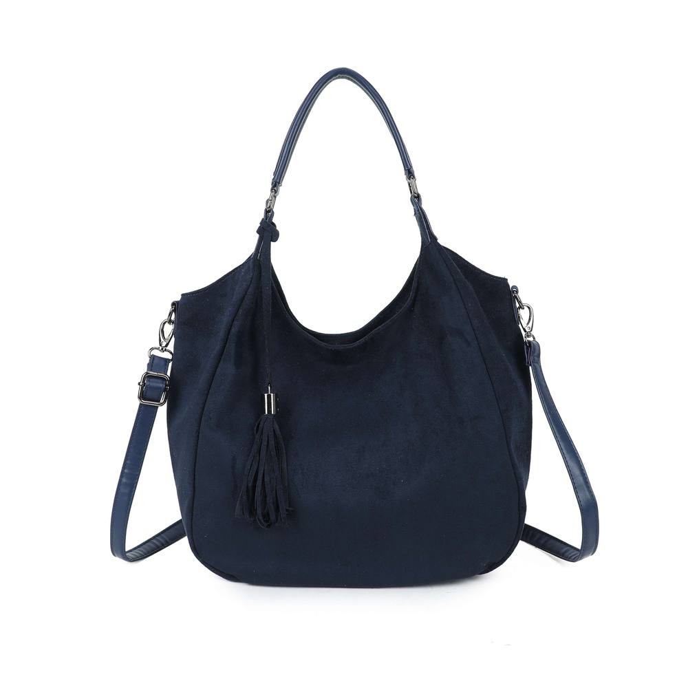 Kitise Roomy Faux Suede Tote Bag With Tassel & Detachable Strap In Navy
