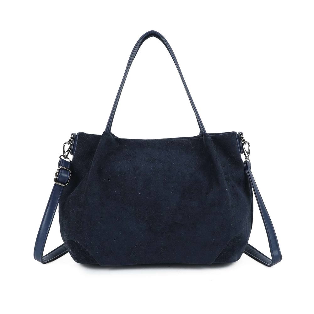Kitise Faux Suede Shoulder Tote Bag With Top Handles In Navy