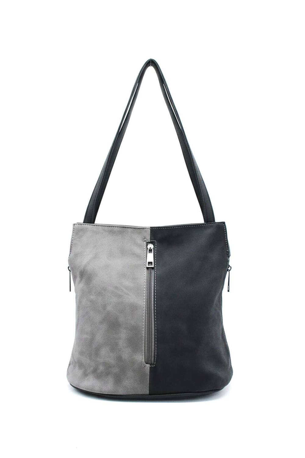 Kitise Convertible Dual Type Strap Fuax Suede Shoulder Bag Backpack In Grey