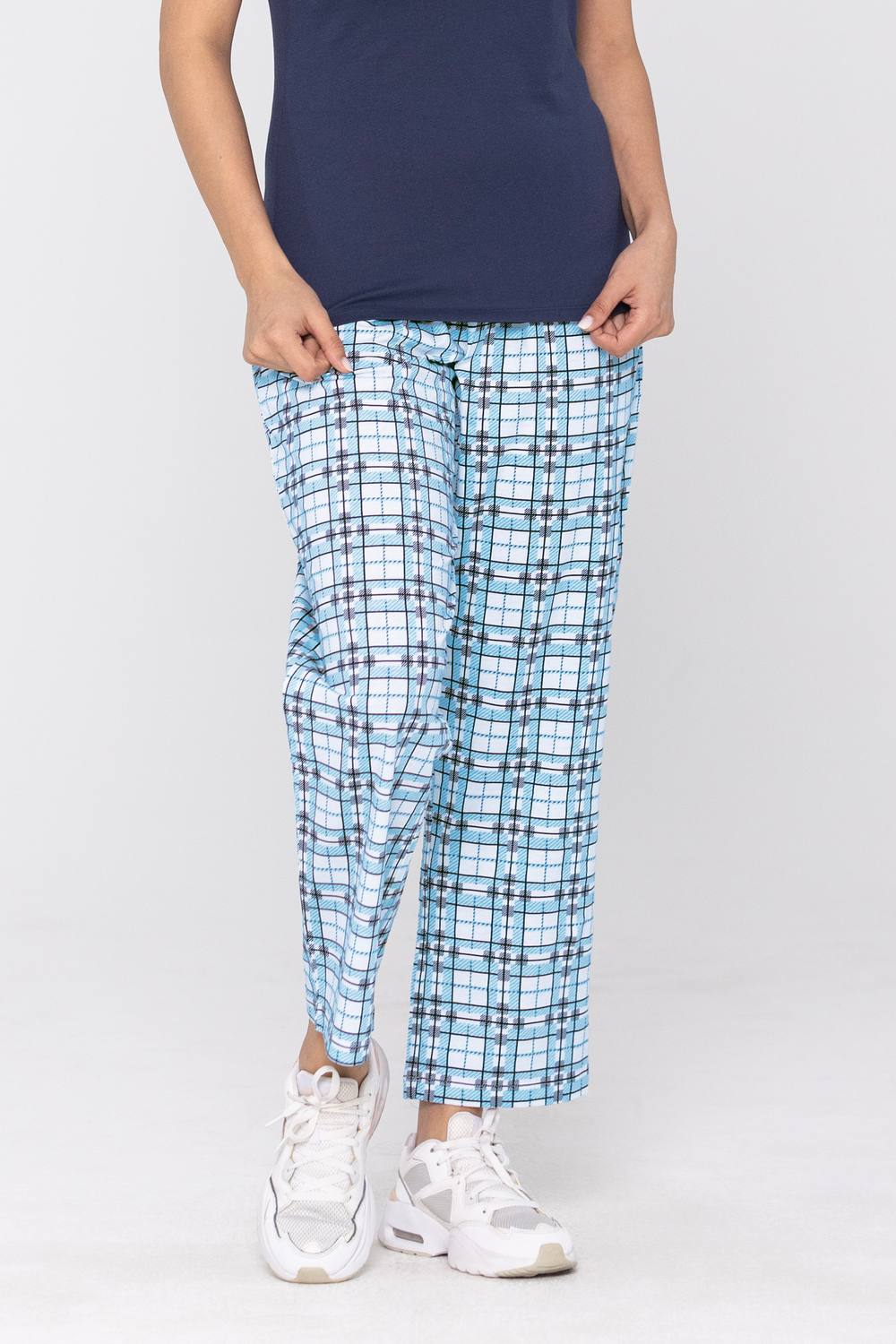 Enorsia Geometric Printed Jersey Pyjamas In Blue