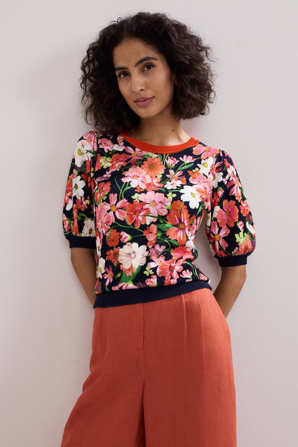 Phase Eight Mel Printed Knit Shirt In Bright Pink
