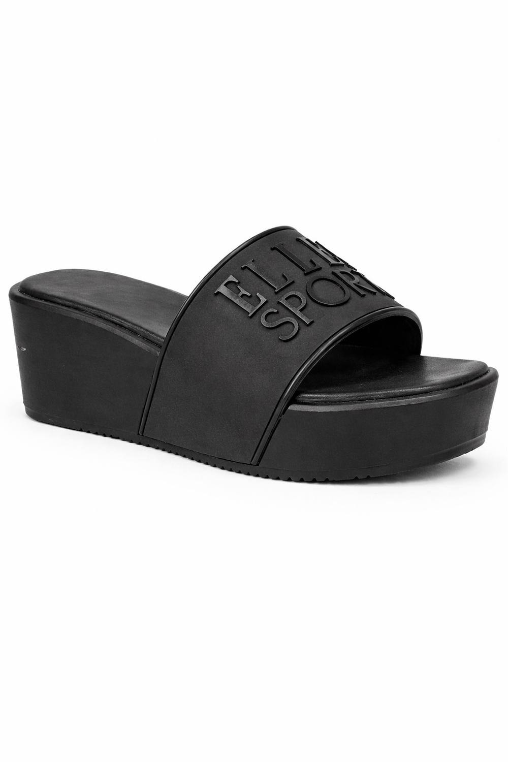 Elle Sport Women's Platform Slide Sandals with Contoured Footbed in Jet Black