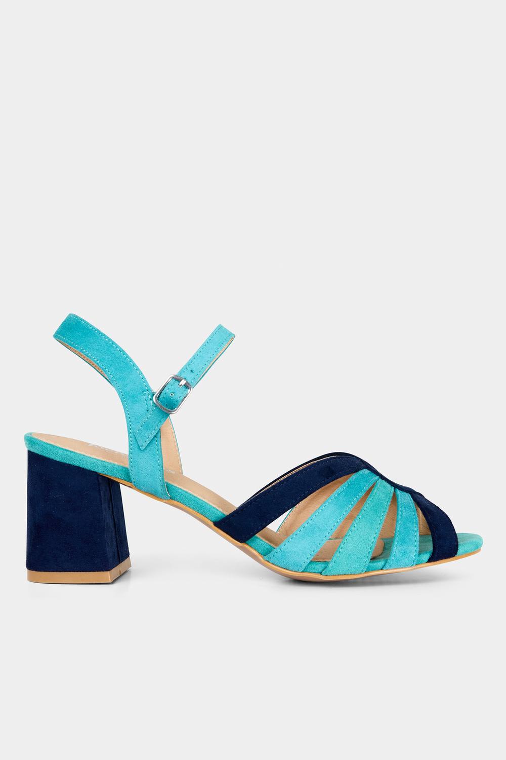 Joe Browns Strappy Block Heel Sandals With Buckle Fastening In Blue