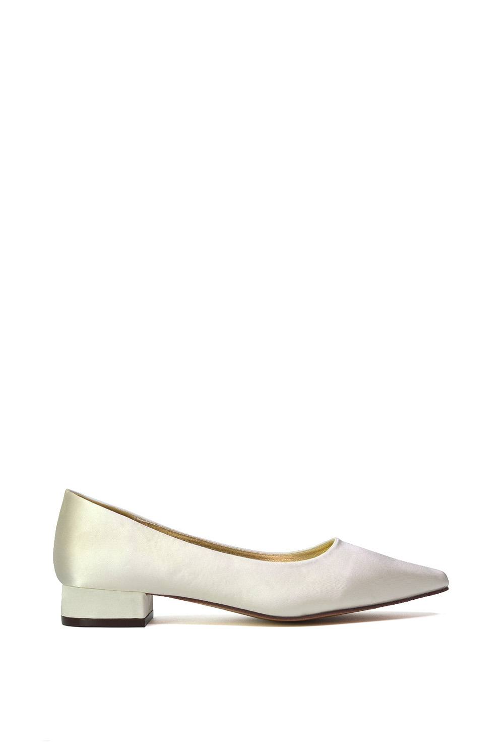 Xy London 'karen' Pointed Toe Wedding Shoes Low Heel Bridal Heels In Ivory