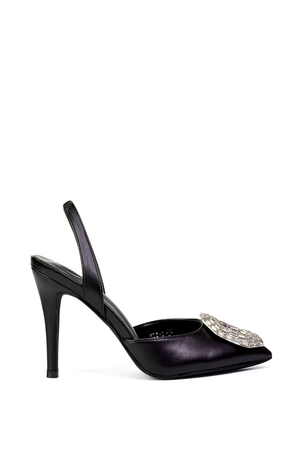 Xy London 'issy' Sling Back Strappy Pointed Toe Stiletto High Heel Court Shoes In Black