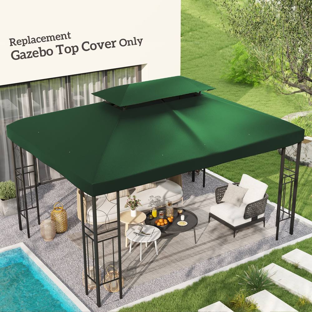 Outsunny XM Gazebo Replacement Roof Canopy Tier Top Uv Cover Patio In Green