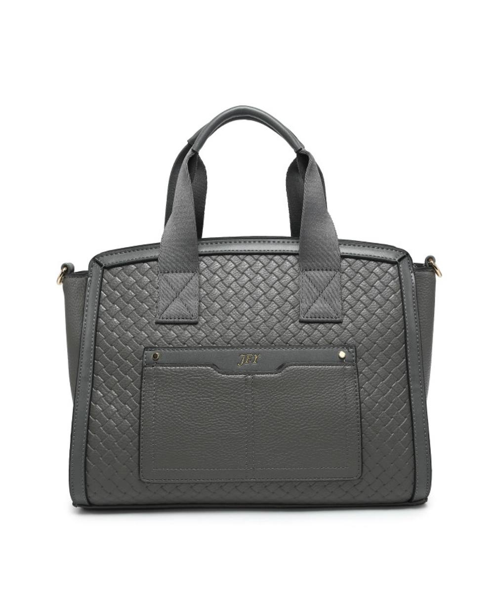 Jfy Weaving Pattern Top Zipped Tote Bag In Dark Grey