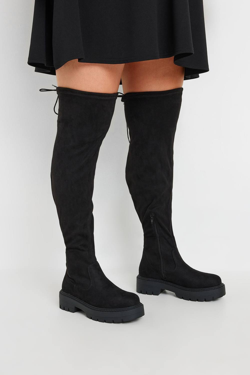 Yours Extra Wide Fit Knee High Boots In Black
