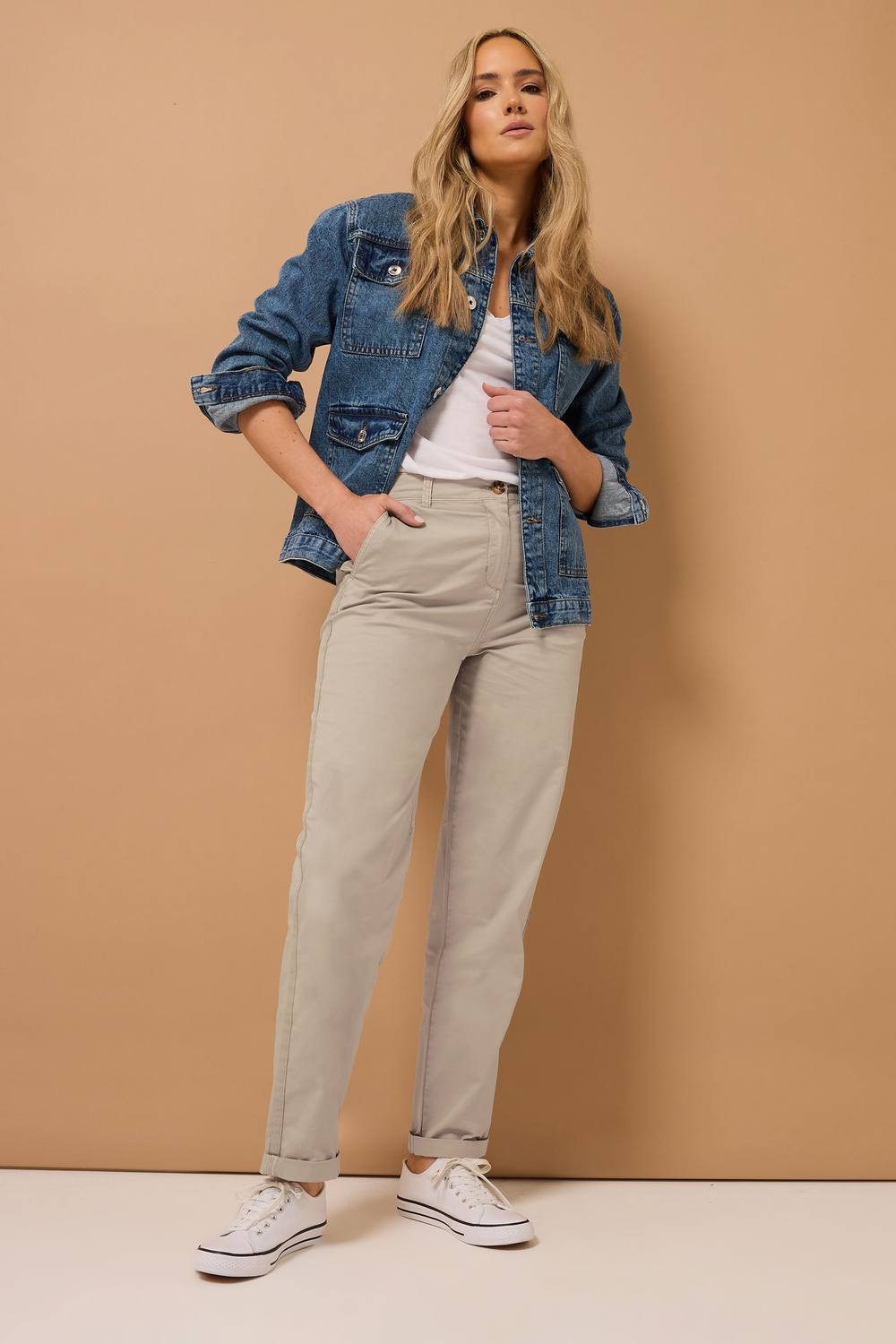 Long Tall Sally Tall Straight Leg Chino Jeans In Stone