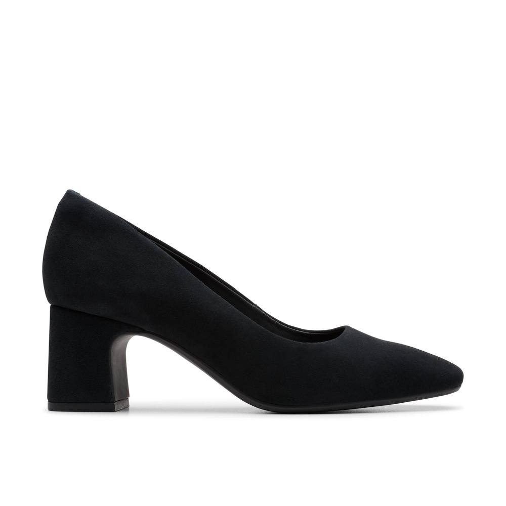 Clarks Fernie Court Black Suede Court Shoes,slip Ons,heels