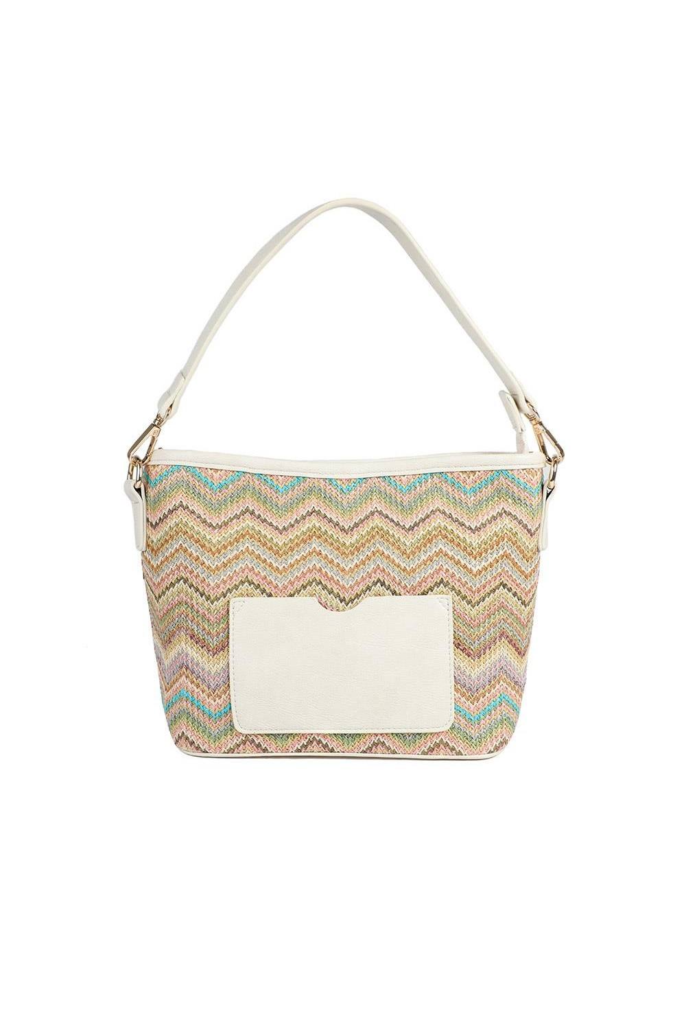 Pavers Woven Shoulder Bag In Beige