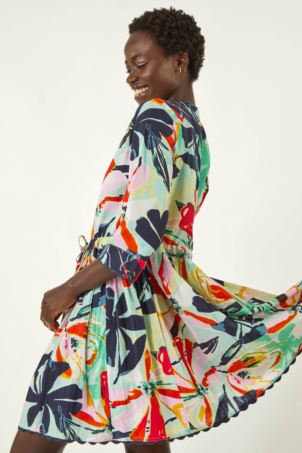 Roman Abstract Print Button Shirt Dress