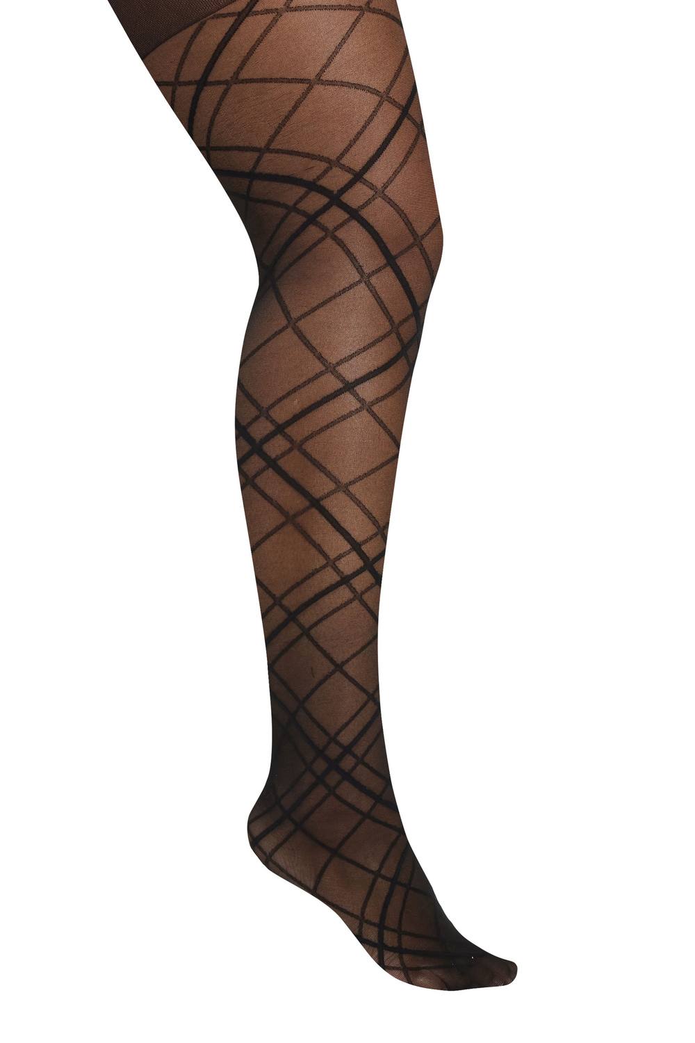 Yours Heart Print Crotchless Tights In Black