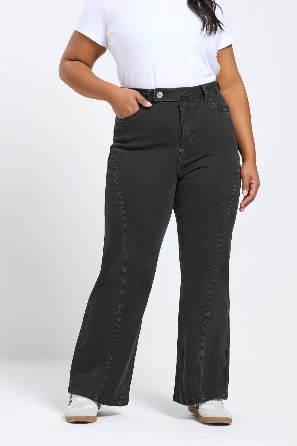 Yours Wide Leg Stretch Jeans In Black