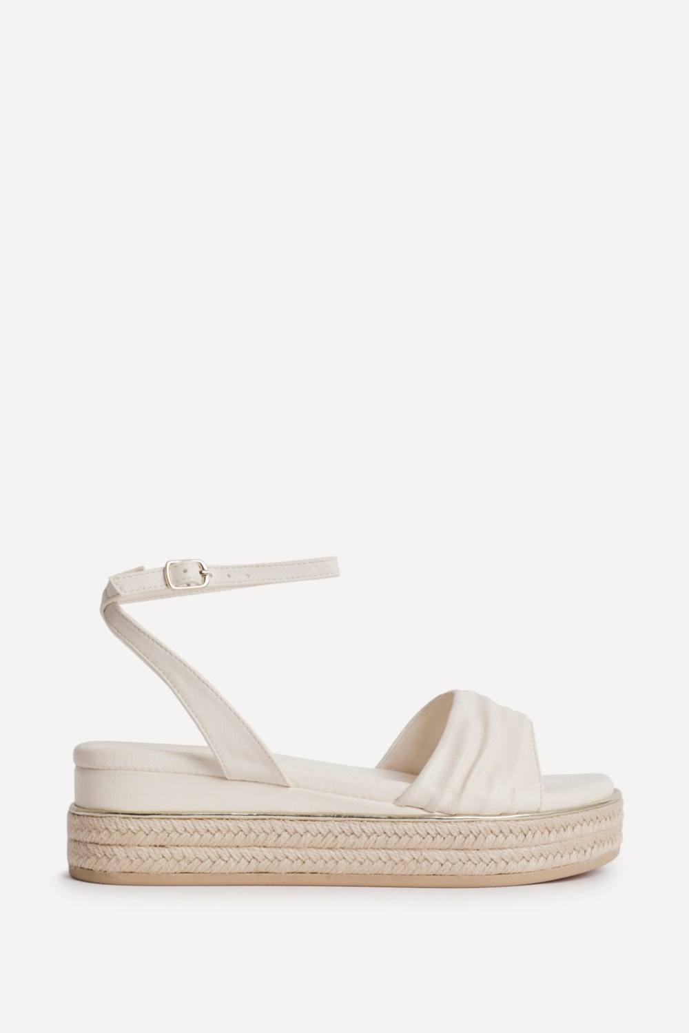 Linzi Dazed Ivory Faux Leather Flatform Sandals