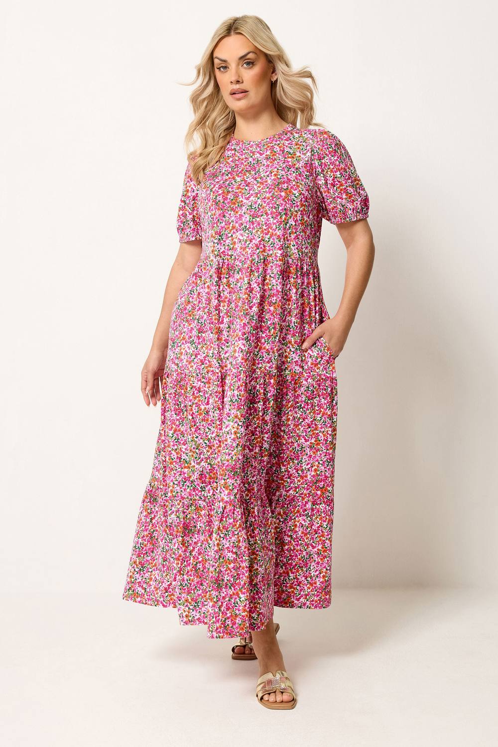 Yours Floral Summer Maxi Dress In Pink