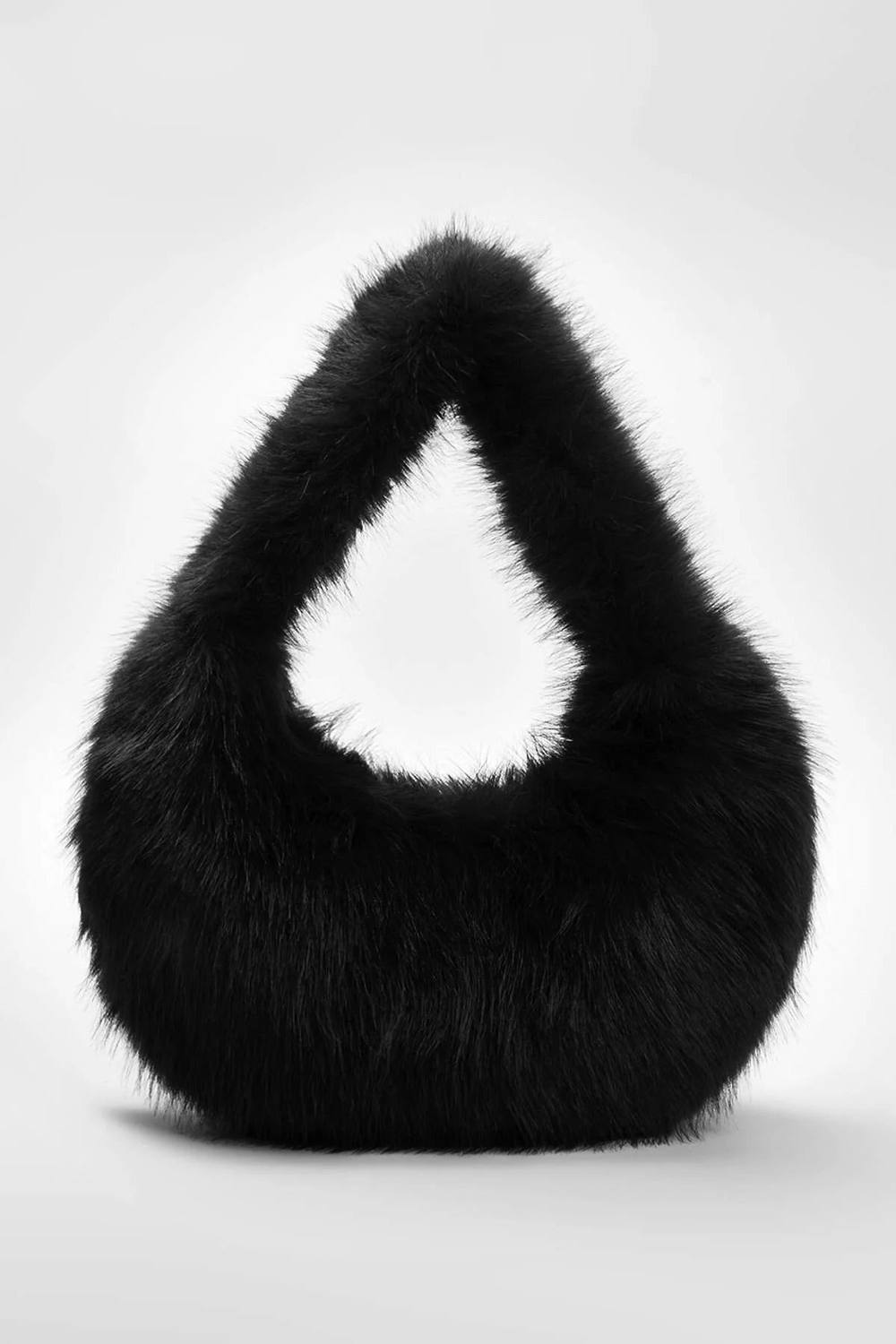 Wovcor Women's Faux Fur Crescent Mini Grab Bag In Black