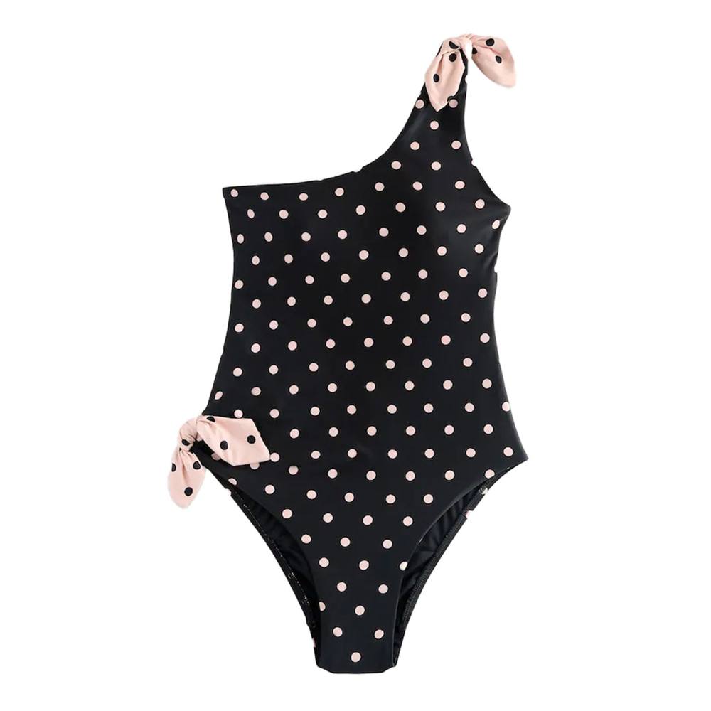 Cath Kidston Women's Polka Dot One Shoulder One Piece Swimsuit in Black