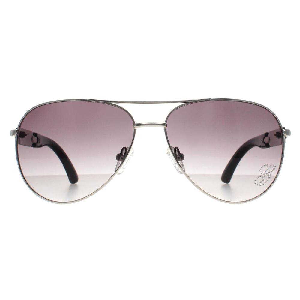 Guess Women's Aviator Silver Smoke Gradient GU Sunglasses