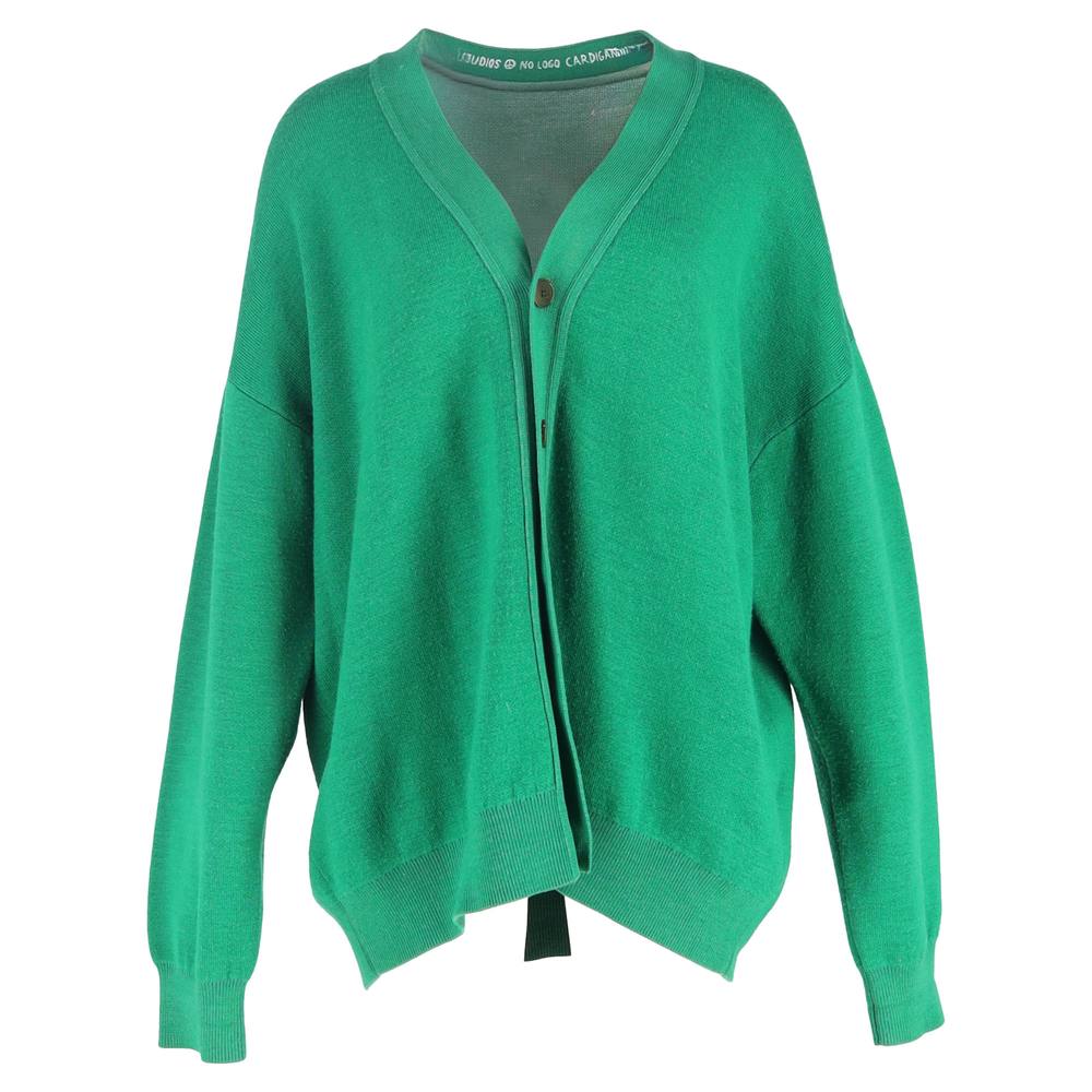 Acne Studios Women's Preloved V-Neck Cardigan Sweater in Green Wool
