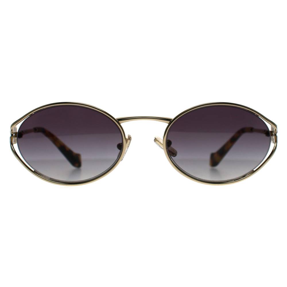Miu Miu Women's Oval Brass Gold Dark Brown MUYS Sunglasses