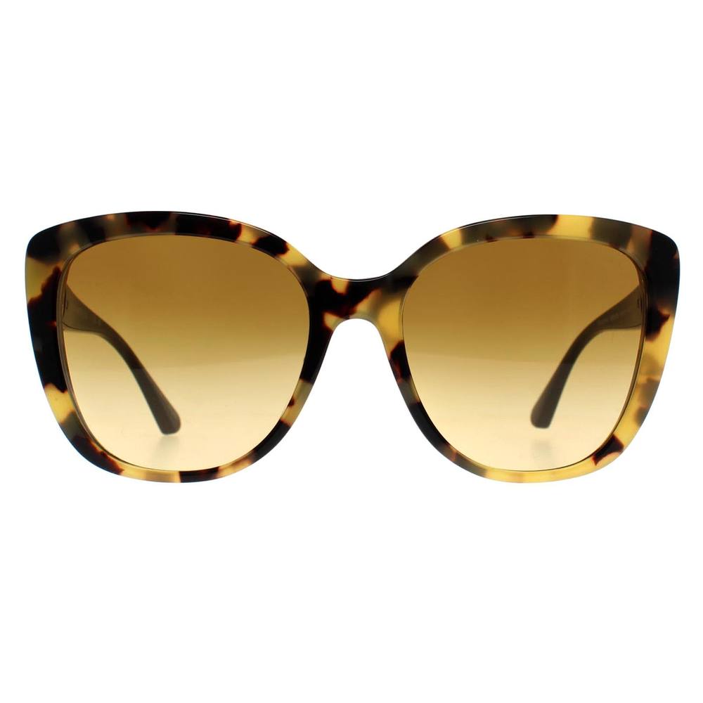 Emporio Armani Women's Butterfly Shiny Yellow Havana Light Brown Gradient EAU Sunglasses