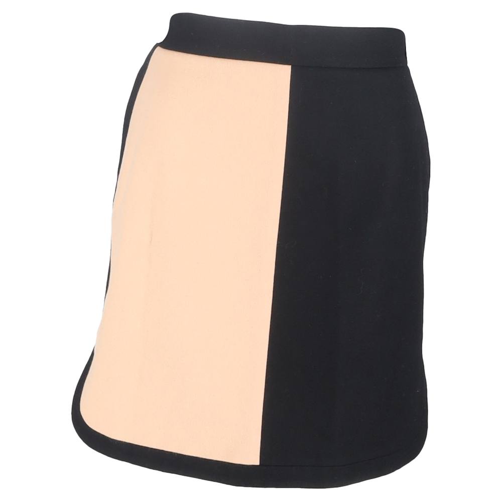 M Missoni Women's Preloved Color-Block Mini Skirt in Black and Nude Wool