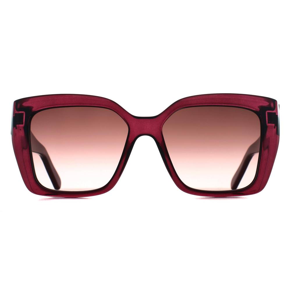 Salvatore Ferragamo Women's Square Transparent Cyclamen Brown Gradient SFS Sunglasses in Pink