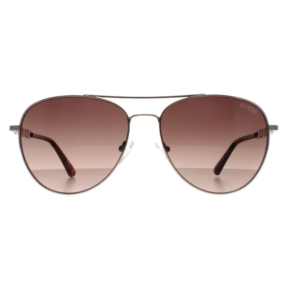 Guess Women's Aviator Silver Brown Gradient GF Sunglasses