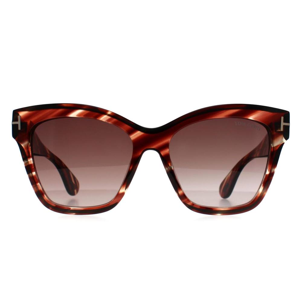 Tom Ford Women's Butterfly Coloured Havana Bordeaux Gradient Elvira FT Sunglasses in Red
