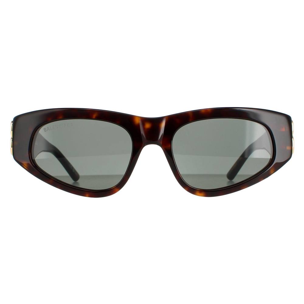 Balenciaga Women's Oval Dark Havana Green BBS Sunglasses in Brown