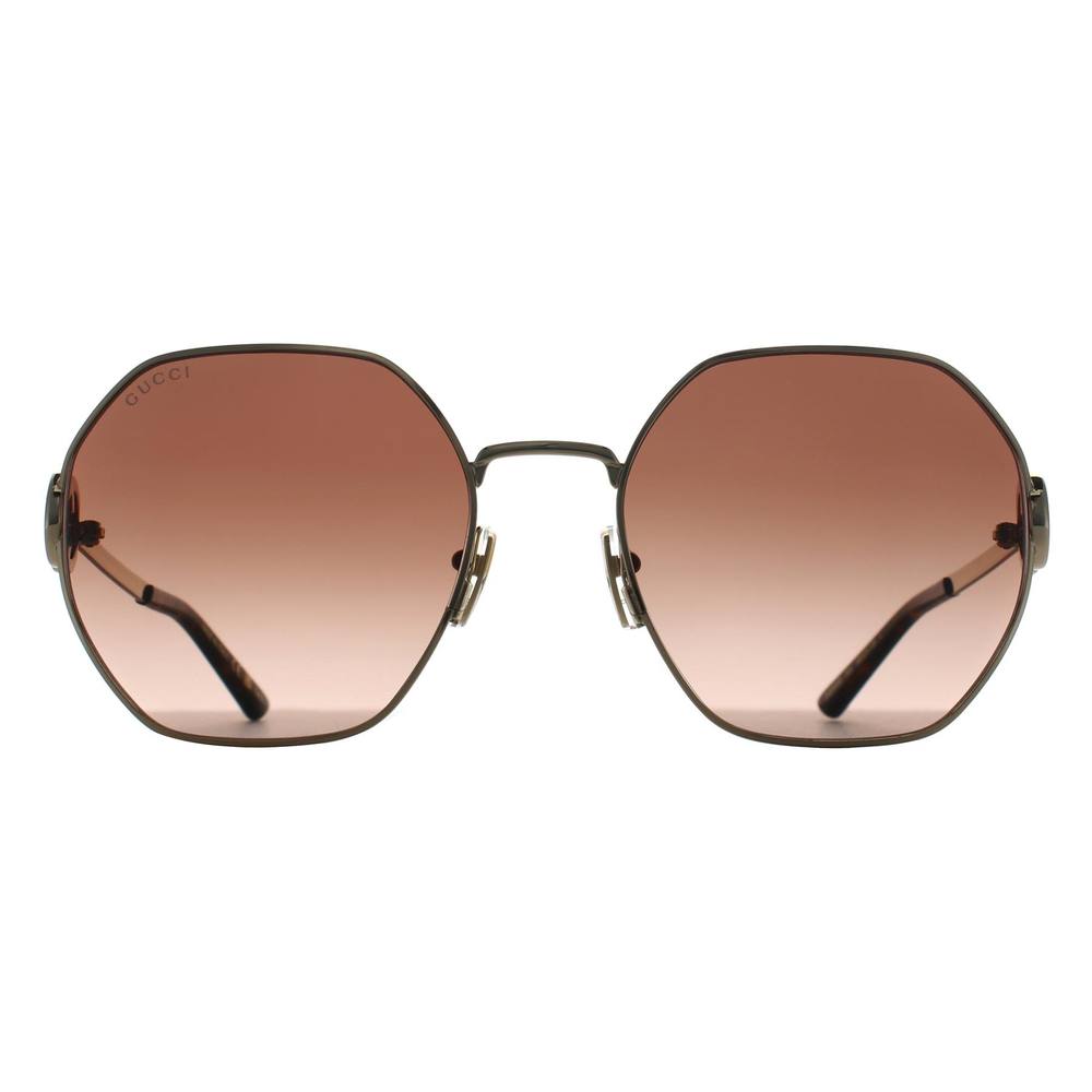 Gucci Women's Round Gold Brown Gradient GGS Sunglasses