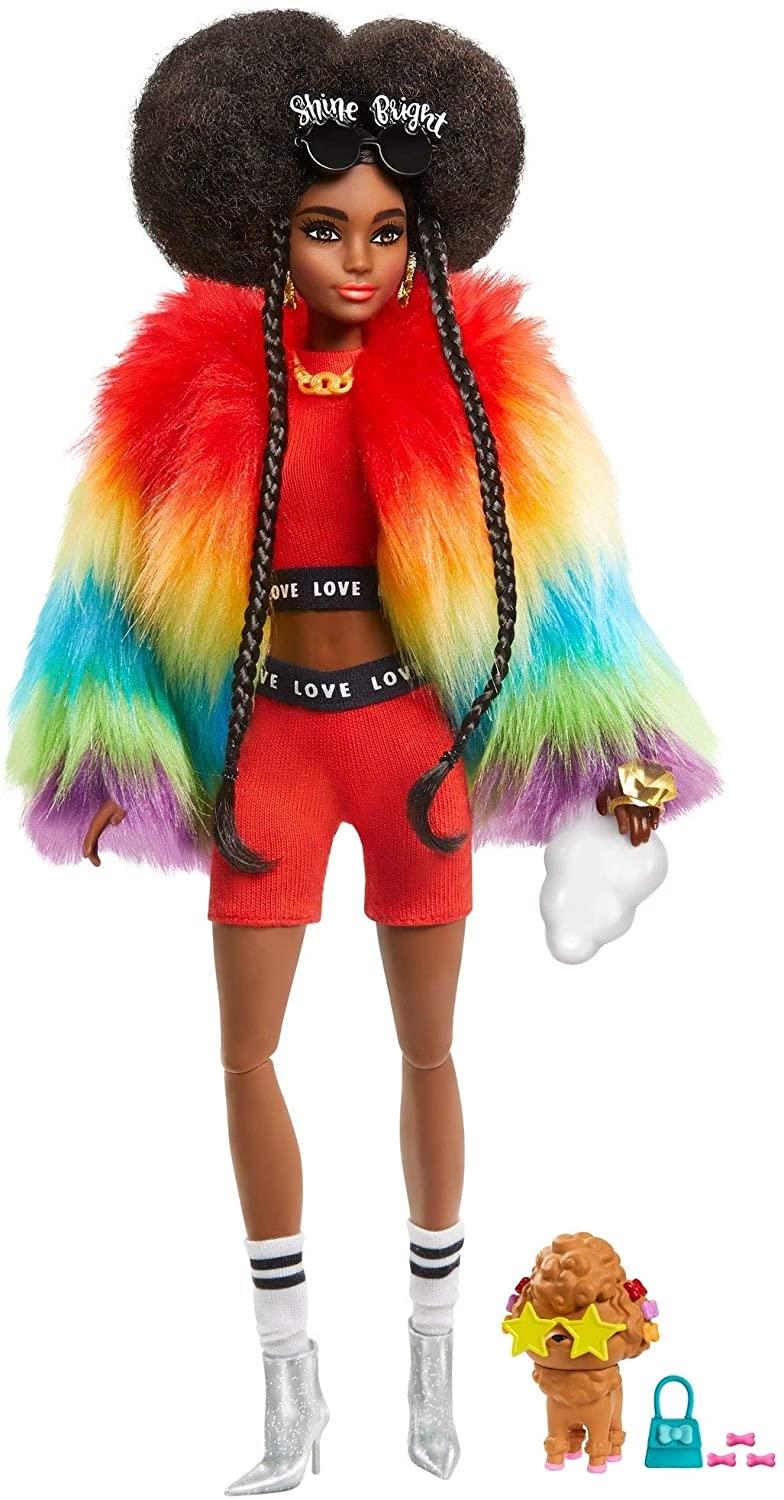 Barbie Extra Fluffy Rainbow Coat Doll
