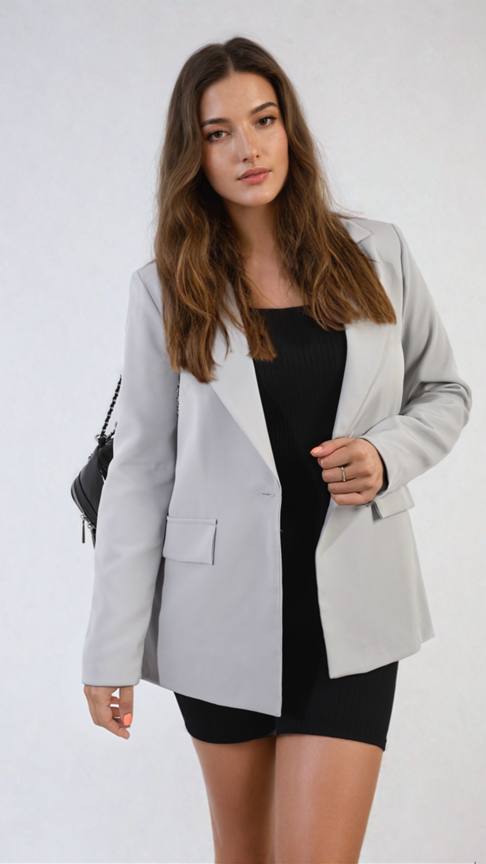 Jemma Open Front Oversized Casual Blazer - S Black
