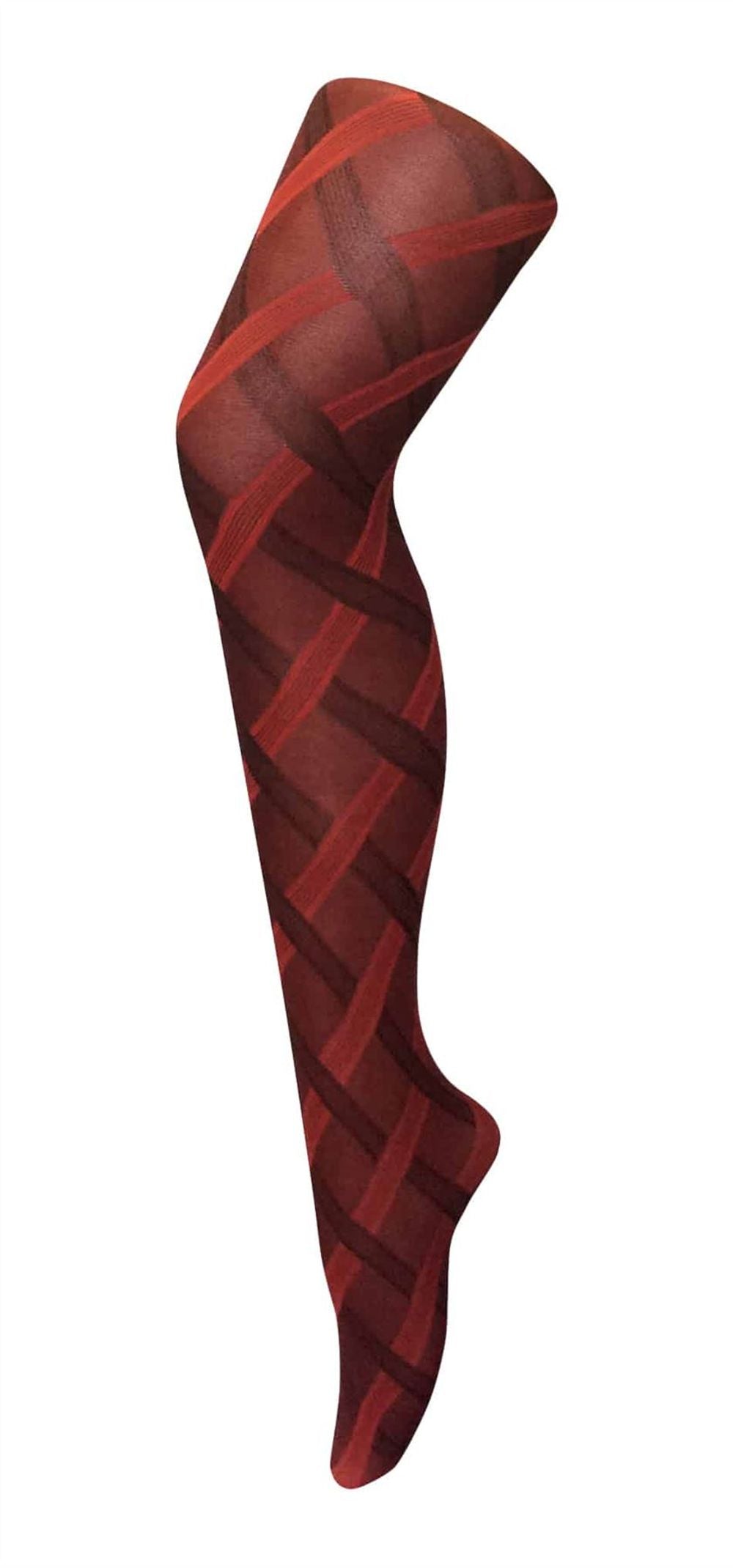 Denier Patterned Tights - - Cable Red