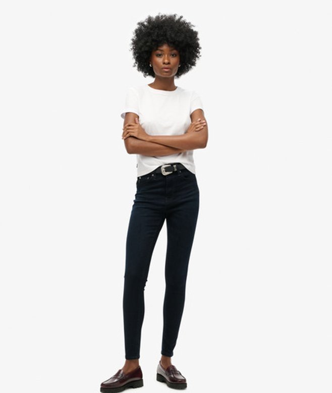 Superdry & Co Women's Organic Cotton High Rise Skinny Denim Jeans Black Viper Blue Black - Size: