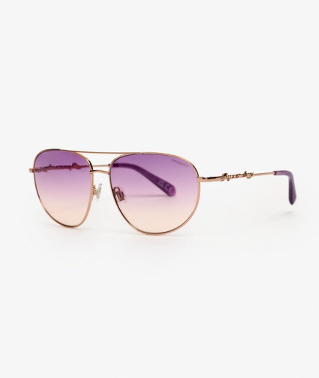 Superdry & Co Women's Gradient Lens Aviator Sunglasses Purple Rose Gold Purple Lens - Size: SIZE