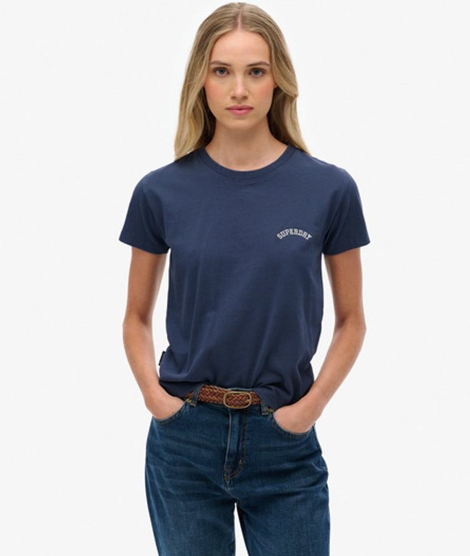Superdry & Co Women's Essential Logo Fitted shirt Navy Richest Navy - Size: