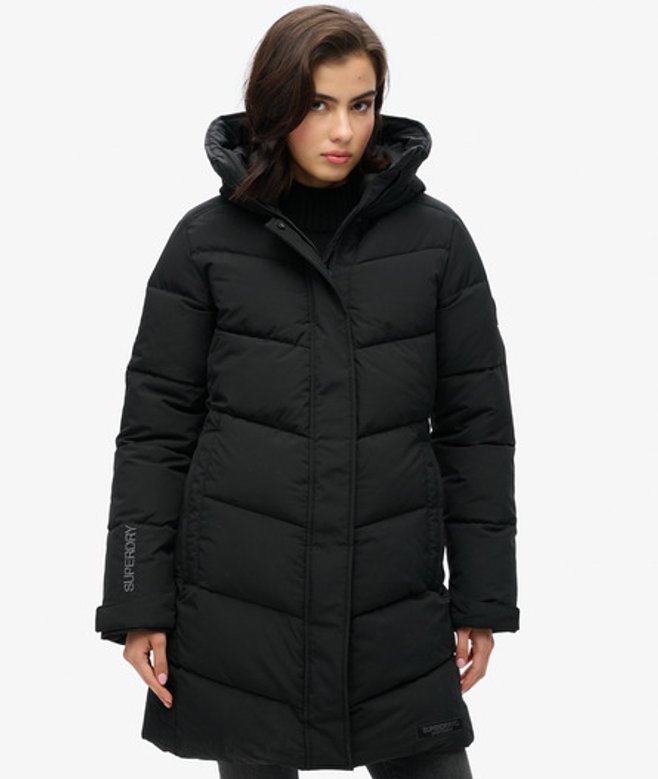 Superdry & Co Women's City Chevron Padded Parka Coat Black - Size: