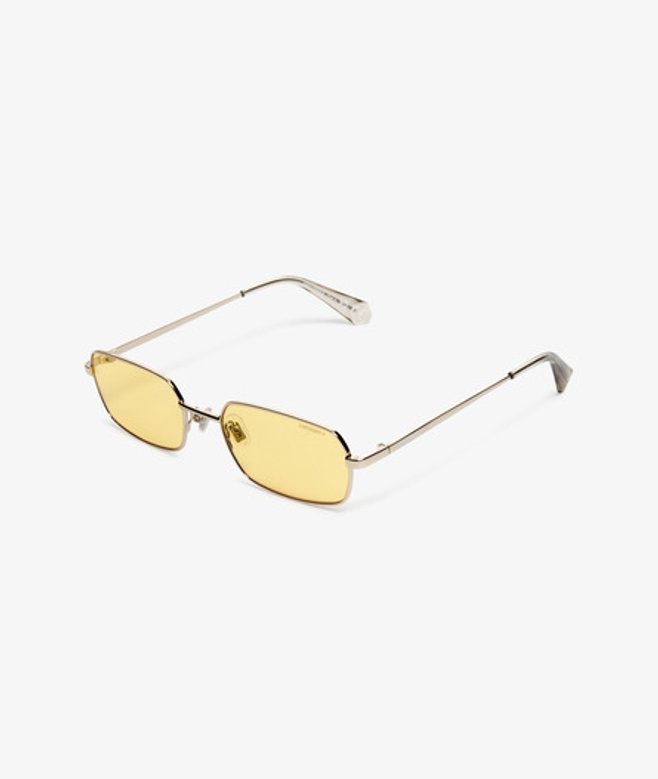 Superdry & Co Women's Metal Rectangle Sunglasses Gold Gold Yellow Lens - Size: SIZE