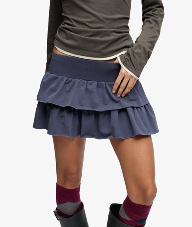 Bench x Superdry & Co Women's Bench Low Rise Tiered Skirt Navy Crt Navy Moonmist - Size: