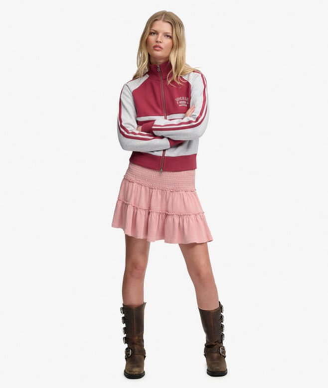 Superdry & Co Women's Tiered Jersey Mini Skirt Pink Vintage Blush Pink - Size: