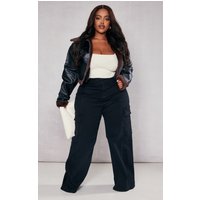 Plus Black Cargo Wide Leg Jeans