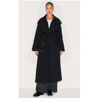Black Belted Double Breasted Trench Coat