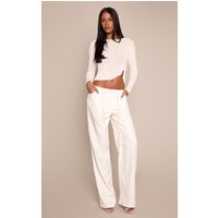 Tall Cream Woven Tie Waist Wide Leg Trousers