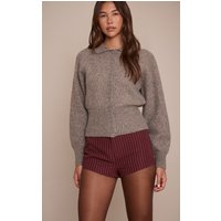 Wine High Waist Peachskin Tailored Shorts