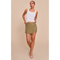 Olive Stripe Woven Wrap Detail Mini Skirt
