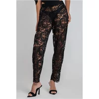 Wide Leg Trousers with Scalloped Hem Women Goddiva