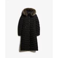 Long hooded puffer coat with faux fur for women Superdry Fuji