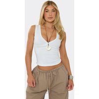 Sleeveless Plunge Wrap Front Top In White, Women's Size